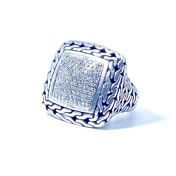 John Hardy Pave Diamond Classic Chain Cocktail Ring - Picture 4 of 9
